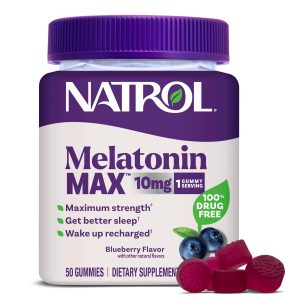 Natrol MelatoninMax 10 mg, Sleep Gummies for Adults, Blueberry, 50 Count