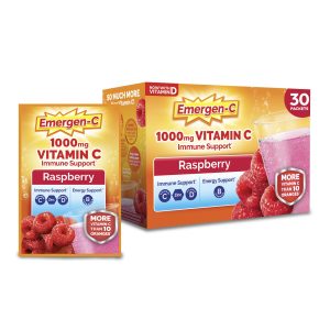 Emergen-C Vitamin C 1000mg Immune Support Powder, Raspberry, 30 Packets