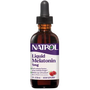 Natrol Liquid Melatonin for Adults, 1 mg, Berry-Flavored, 2 Fl Oz