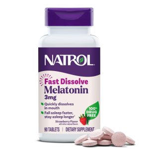 Natrol Melatonin 3 mg Fast Dissolve Tablets, Strawberry, 90 Count