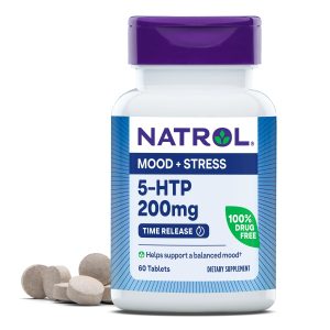 Natrol 5-HTP 200 mg Time Release, Helps Support a Balanced Mood, 60 Tablets