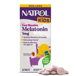 Natrol Kids Fast Dissolve Melatonin 1 mg, Sleep Aid, Strawberry, 40 Tablets