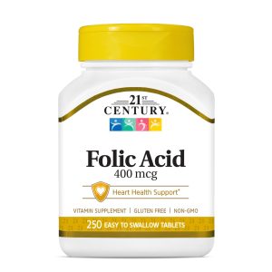21st Century Folic Acid 400mcg Tablets, Heart & Prenatal, 250 Count