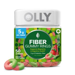 OLLY Fiber Gummy Rings, Digestive Health Supplement, Berry Melon - 50 Count