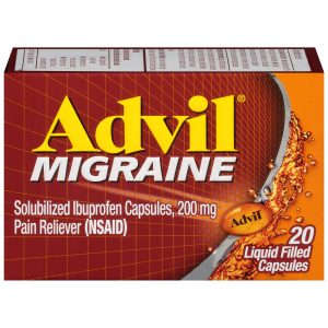 Advil Migraine Headache Relief, Ibuprofen Capsules with Ibuprofen 200mg for Migraine Relief, Nausea Relief and Light Sensitivity Relief - 20 Liquid Filled Capsules