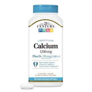 21st Century Calcium 1200mg Plus D3 Liquid-Filled Softgels, 90 Count