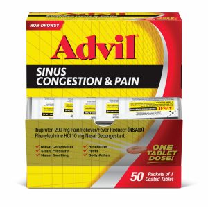 Advil Sinus Relief, Ibuprofen 200mg, Pain Relief, 50 Tablets