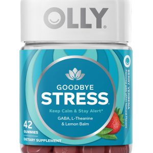 OLLY Goodbye Stress, Stress Support* Supplement, 50mg L-Theanine - 42 Count